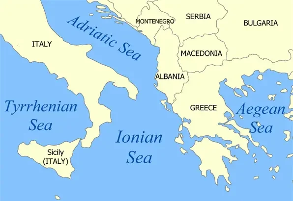 Dechberoucí krása Jónského moře — Mapa Jónského moře