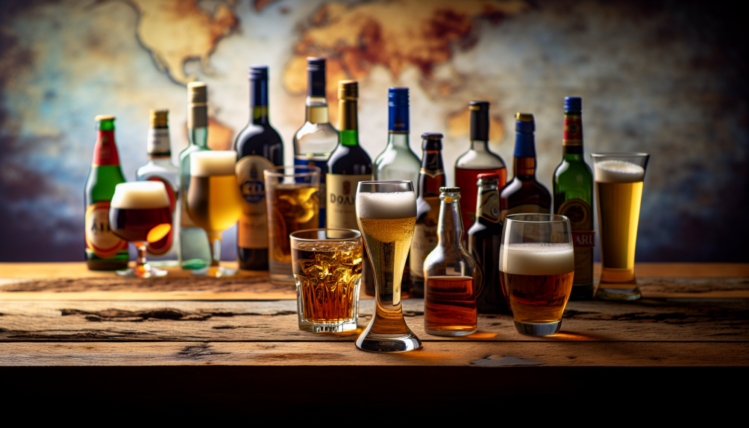 A diverse selection of alcoholic beverages