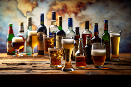 A diverse selection of alcoholic beverages