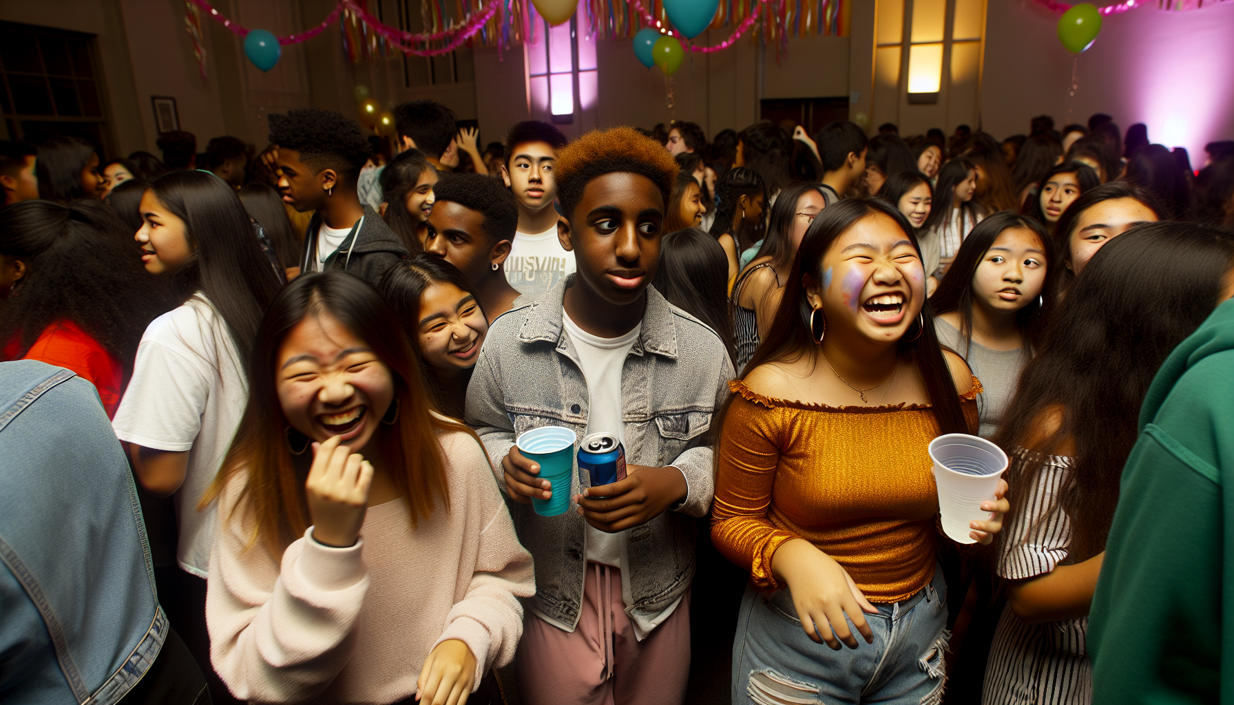 Teenagers socializing at a party