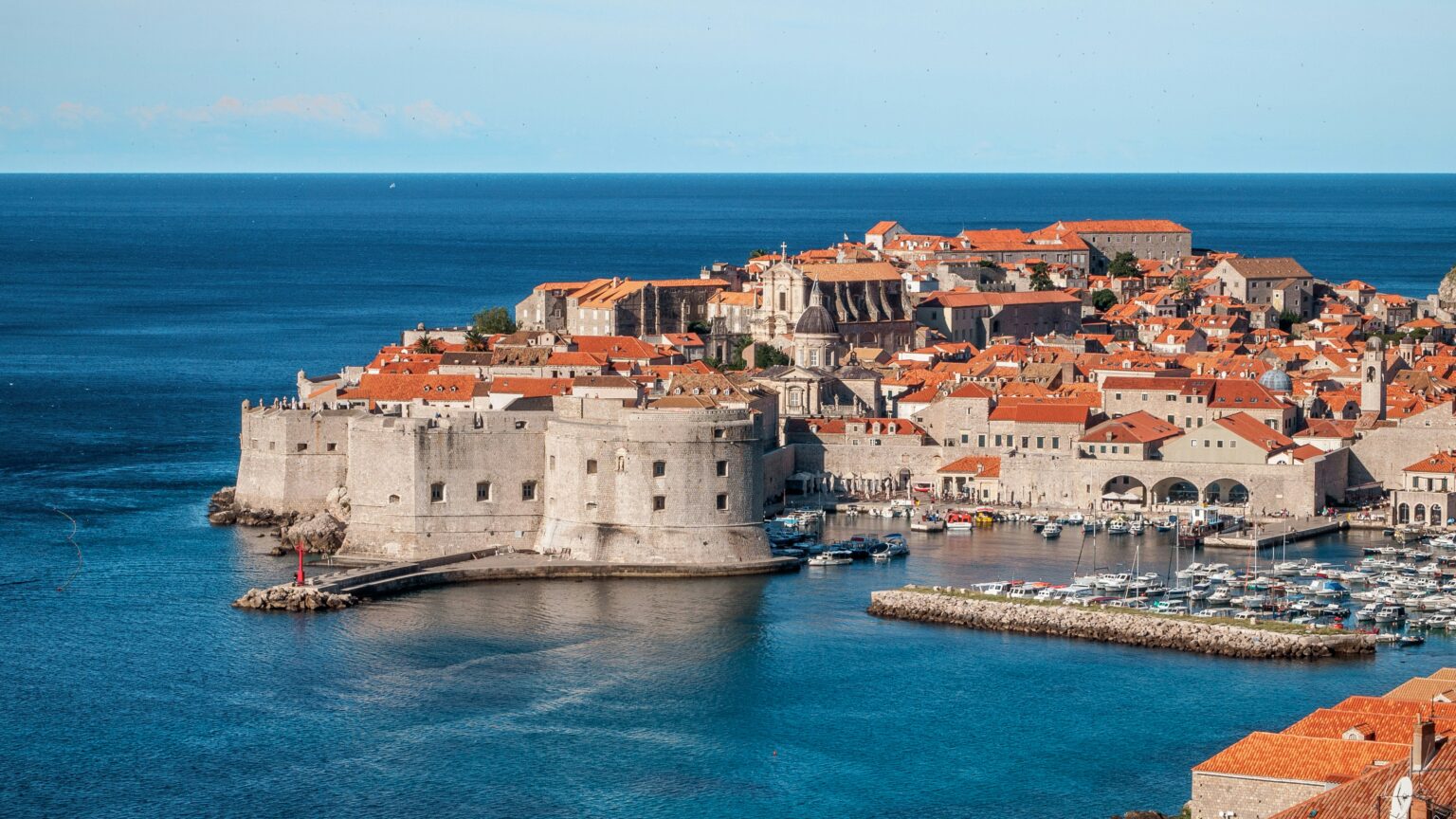 Adriatic seafront cafe in Croatia at sunset
